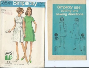 S 8541 sewing pattern 60's Jiffy DRESS shaped roll collar 1969 sew UNCUT size 12 - Picture 1 of 1