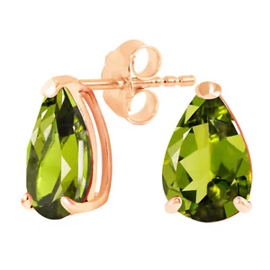 3 Carat 14K Solid Rose Gold Allure Peridot Stud Earrings - Picture 1 of 4