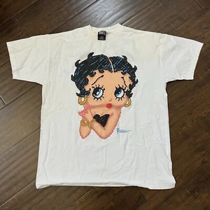 Vintage 90s 1997 Betty Boop Big Face Graphic White T-Shirt Large Cartoon RARE - Bild 1 von 7