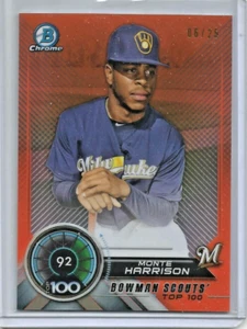 Monte Harrison 2018 Bowman Chrome Bowman Scouts' 100 Orange Refractor #06/25 - Picture 1 of 1