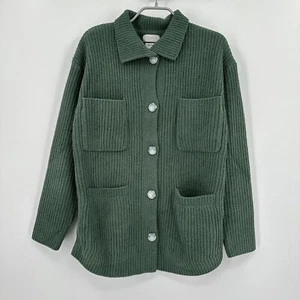 Softies Rib Chenille Knit Shacket Shirt Jacket sz S Dusty Green Button Front NEW - Picture 1 of 6