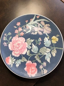 MCM Vintage Asian Floral Charger Plate – Mid Century Modern Hand-Painted Macau - Picture 1 of 8