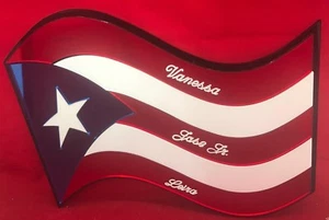 Puerto Rico Flag Wall Plaque Personalize Wall Hanging Mirror Engraved Wall Decor - Picture 1 of 7