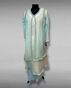 Abito donna pakistano Salwar Kameez abiti pronti festa matrimonio indiano 3 pezzi - Foto 1 di 7