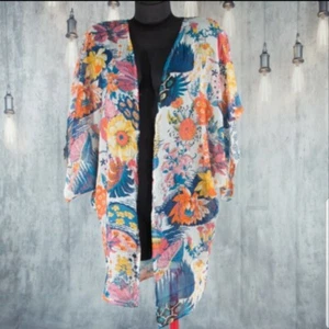 Womens Swimsuit Cover up Humming bird and Floral Wrap Kimono XL - Picture 1 of 12