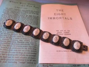 Antikes Vintage 1939 chinesisches acht Unsterbliches Silber filigranes Armband - Bild 1 von 12