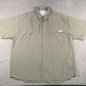 Columbia Shirt Sz Extra Large Green Short Sleeve Button Up PFG Fishing Mens - Picture 1 of 12