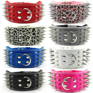 Spiked Studded Dog Collar Large 3 inch Wide Adjustable Pitbull Rottweiler M/L/XL