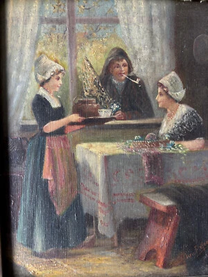 Nr.250 S. Van Encken  Ölgemälde Genremalerei der Fischer - Bild 1 von 4