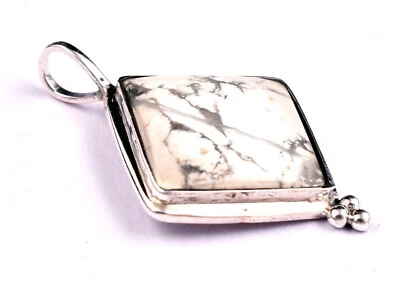 925 Sterling Silber Handgemacht Howlit Edelstein Freizeit Tragen Anhänger Kette - Bild 1 von 4