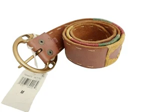 LUCKY BRAND O-Ring Brass-tone Buckle Made In India Leather Belt M - Picture 1 of 13