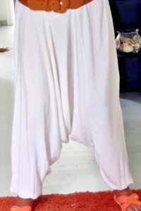 Aladinhose Haremshose Pumphose BAUMWOLLE Sarouel Goa Muckhose Pluderhose weiss - Bild 1 von 4