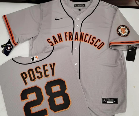 30626 Mens Nike SAN FRANCISCO GIANTS Crawford Buster POSEY 100% REAL JERSEY Gray Cover