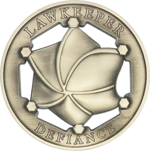 Deluxe DEFIANCE  LAWKEEPER 2.25" TV Prop Reproduction Metal Badge w Display Case - Picture 1 of 4