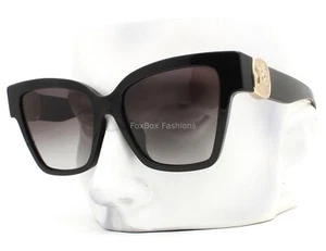 Dolce Gabbana Sunglasses DG 4470F 501/8G Polished Black Pale Gold Logo w/case - Picture 1 of 9