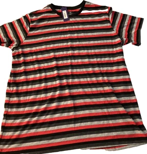 Apt.9 Men Size XL Nwt Red Black Grey Strip Short Sleeve Crew Tee Shirt - Picture 1 of 4