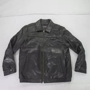 Emanuel Ungaro Lambskin Leather Jacket Mens XL Black Biker Lined Full Zip Butter - Picture 1 of 19