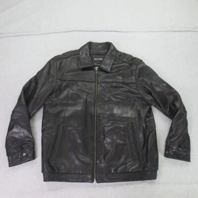 Chaqueta de cuero de piel de cordero Emanuel Ungaro para hombre XL negra forrada de motociclista cremallera completa mantequilla Foto 1 de 4