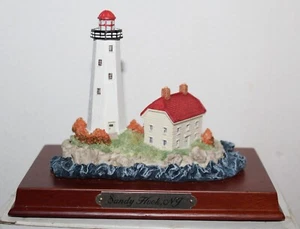 Sandy Hook Lighthouse Figurine Sandy Hook NJ Wood base - Picture 1 of 6