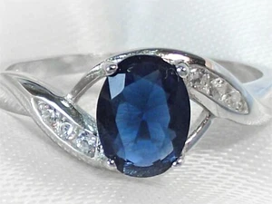RING 925 Sterling SILBER Edelstein SAPHIR cz. blau oval Gr. 17, 19 edel - Bild 1 von 9