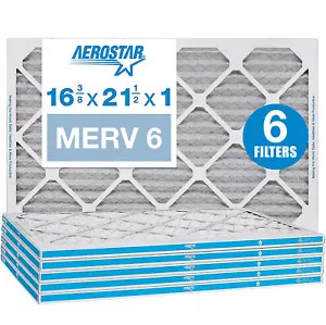 Aerostar 16 3/8 x 21 1/2 x 1 MERV 6 Pleated Air Filter, AC Furnace Air Filter, - Picture 1 of 1