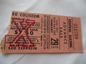 LED ZEPPELIN Original__1975__KONZERTTICKET STUB__Greensboro, NC - Bild 1 von 7
