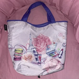 LANCOME Reversible Lavender Tote Bag Purse Handbag Beach Travel New - Picture 1 of 6