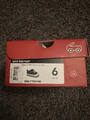NUEVO con Caja Infantil Bebé Niños 5 Marrón Cuero Azul Stevie II See Kai Zapatos para Correr Foto 1 de 4