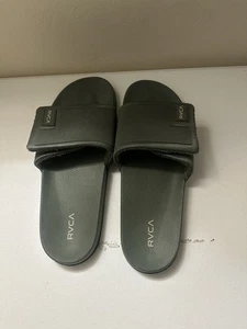 RVCA Designer Mens Beach Pool Cush StrapOver Slides Flip Flops Size 10 Green - Picture 1 of 4