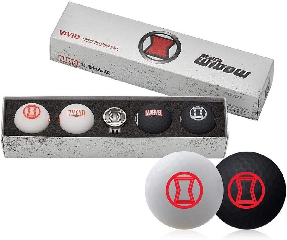 Volvik Vivid Marvel X Golf Balls (Black Widow, 4pk) Avengers Gift Set NEW - Image 1 of 1