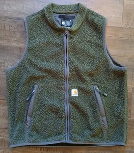 Carhartt Fleece Vest Men's Large Green Relaxed Fit Sherpa Outdoor Great Fall - Picture 1 of 17