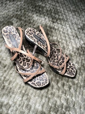 Bisou Bisou womens Heels Black Leopard Size 10 Fine Leather Wedge - Image 1 of 4