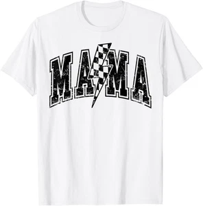 Mama Lightning Bolt Checkered Varsity Mom Women Mother's Day T-Shirt Hoodie - Picture 1 of 10
