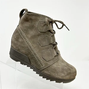 Botines Sorel Marrón Taupe Cuero Evie Con Cordones Gamuza Talla 7 Informales - Imagen 1 de 12