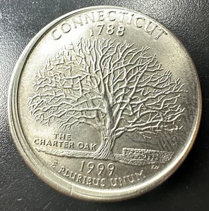 1999-P Connecticut State Quarter with 5% Off Center Error Coin Gem A-318 - Picture 1 of 2