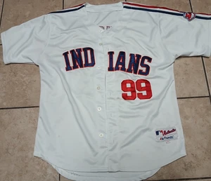 MLB Majestic Authentic Jersey 50 Indians #99 VAUGHN *PRE-OWNED LIGHT STAINS PICS - Picture 1 of 17