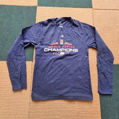 Boston Red Sox 2018 Champions Camiseta Azul Manga Larga Mujer Pequeña Majestic Y3a Foto 1 de 4