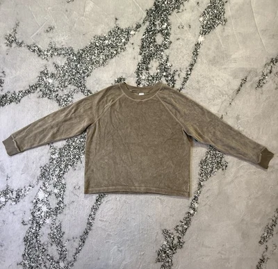 Melrose And Market Sweatshirt Womens Size S Beige Velour Raglan Crewneck - Image 1 of 4