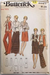 Butterick 1973 Uncut Sewing Pattern 3327 Blouse, Vest, Skirt, Pants, Size 16 1/2 - Picture 1 of 2