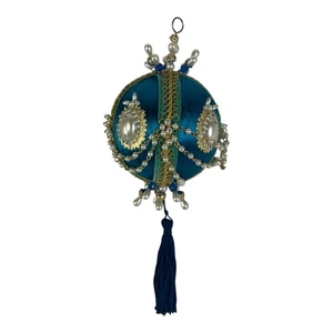Vintage Beaded Sequin Christmas Satin Ornament - Picture 1 of 10