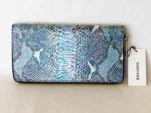 BRAHMIN Rare MARINE SEVILLE NEON SKYLER Lg PASSPORT TRAVEL WALLET WRISTLET NWT - Picture 1 of 7