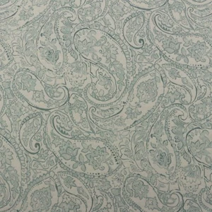 BALLARD DESIGNS SHEMAR MIST SOFT GREEN PAISLEY FLORAL LINEN FABRIC 4 YARDS 54"W - Picture 1 of 6
