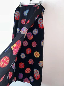 Bohemian Skirt Wrap Long Black Geometric Size 16 Vintage Gypsy Retro Boho Hippie - Picture 1 of 11
