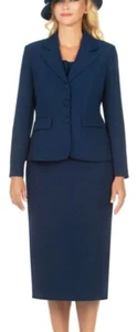 2-PC Giovanna Skirt Suit Size 22W Navy - Picture 1 of 1