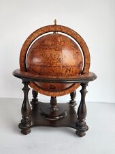 OLD WORLD GLOBE ON WOOD STAND WITH ZODIAC & ASTROLOGY SIGNS MADE IN ITALY