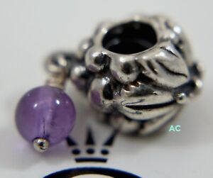 New Authentic Pandora Silver Grape Amethyst CZ Dangle Charm 79481AM 790481AM