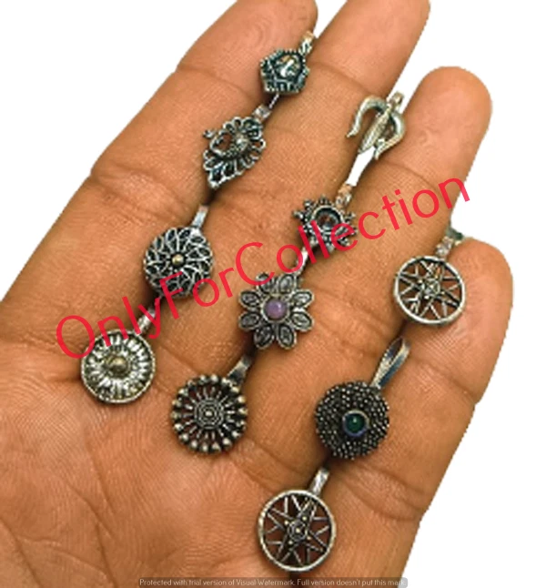 Рождественский подарок индийский этнический нос кольцо окисленный зажим на гвоздики нос уха заколка - Изображение 1 из 4