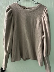 Madewell light pink dusty rose long puff sleeve pullover soft top women’s large - Picture 1 of 8