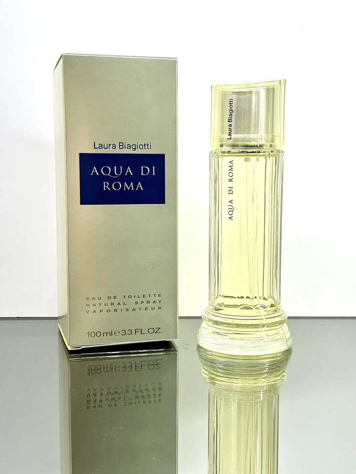 AQUA DI ROMA por Laura Biagiotti 100ml-3.3oz-100ml Eau de Toilette Spr NOVO-DESCONTINUADO (BJ49 - Imagem 1 de 1