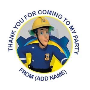 24 x Personalised for Fireman Sam Birthday Stickers, party, favours 45mm - Picture 1 of 1